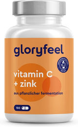 Gloryfeel Vitamin C und Zink Kapseln mit 1000 mg Calciumascorbat vegan und ohne Zusatzstoffe 180 Stück – Bild 1 von 1