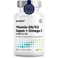 Produktbild von Gloryfeel Vitamin D3 5000 IE K2 und Omega 3 Fischöl Triglyceride mit DHA und EPA Kapseln