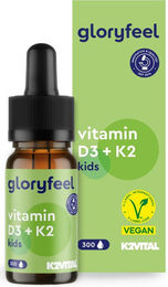 Gloryfeel Vitamin D3 + K2 Tropfen für Kinder vegan mit Flechtenextrakt – Bild 1 von 2