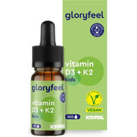 Produktbild von Gloryfeel Vitamin D3 + K2 Tropfen für Kinder vegan mit Flechtenextrakt