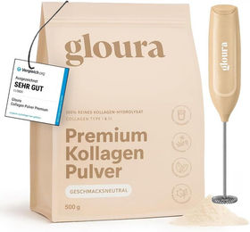 Gloura Premium Kollagen bioaktives Hydrolysat Pulver Typ I & III aus Rind, zuckerfrei und ohne Zusatzstoffe, 500 g – Bild 1 von 2