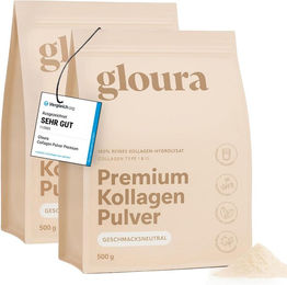Gloura Premium Kollagen Hydrolysat Pulver Typ I & III aus Rind, zuckerfrei und ohne Zusatzstoffe, 1000 g – Bild 1 von 3