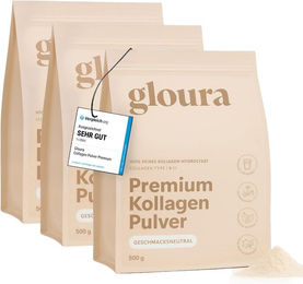 Gloura Premium Kollagen Hydrolysat Pulver Typ I & III aus Rind, zuckerfrei und ohne Zusatzstoffe – Bild 1 von 3