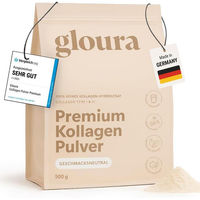 Produktbild von Gloura Premium Kollagen Hydrolysat Pulver Typ I & III aus Rind, zuckerfrei und ohne Zusatzstoffe, 500 g