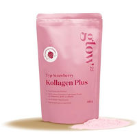 Produktbild von Glow25 Collagen Plus Pulver Erdbeere 450g – Kollagen-Hydrolysat Typ I und III mit Vitamin C, Zink und Biotin