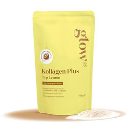 Glow25 Kollagen Plus Typ I und III Pulver Lemon 450g – Collagen Hydrolysat mit Vitamin C, Zink und Biotin – Zitronengeschmack – Bild 1 von 2
