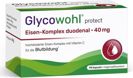 Glycowohl Eisen-Komplex Duodenal 40 mg mit Vitamin C Kapseln vegetarisch 90 Stück – Bild 1 von 4