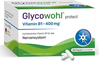 Glycowohl Vitamin B1 Thiamin 400 mg Kapseln vegan 200 Stück – Bild 1 von 2