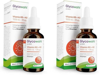 Glycowohl Vitamin D3 1000 I.E. und K2 30 µg Tropfen vegan glutenfrei laktosefrei für Senioren – Bild 1 von 1