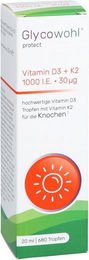 Glycowohl Vitamin D3 1000 IE und K2 30 µg Tropfen vegan glutenfrei laktosefrei 20 ml – Bild 1 von 1