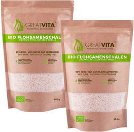 GreatVita Bio Flohsamenschalen Pulver 2x500g – Bild 1 von 1
