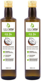 GreatVita MCT C8 Öl aus Kokosöl mit 100% Caprylsäure, Bio, Keto und ohne Zusatzstoffe, 2x 500 ml – Bild 1 von 3