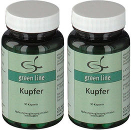green line NUTRITHEKE Kupfer Kapseln 90 Stück glutenfrei laktosefrei ohne Gelatine und Zusatzstoffe – Bild 1 von 2