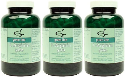 green line NUTRITHEKE L-Arginin 500 Kapseln 180 Stück glutenfrei laktosefrei ohne Gelatine – Bild 1 von 1