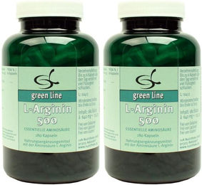 green line NUTRITHEKE L-Arginin 500 Kapseln 180 Stück glutenfrei laktosefrei ohne Gelatine – Bild 1 von 1