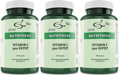green line NUTRITHEKE Vitamin C 500 Depot Ascorbinsäure Kapseln 180 Stück – Bild 1 von 1