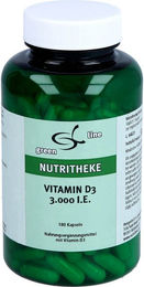 green line Nutritheke Vitamin D3 3000 I.E. Vegetarische Kapseln 180 Stück laktosefrei und glutenfrei – Bild 1 von 2