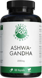 Green Naturals Ashwagandha 2500 mg hochdosiert vegan 180 Kapseln – Bild 1 von 2