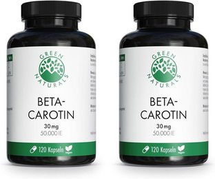 GREEN NATURALS Beta-Carotin Vitamin A Kapseln vegan ohne Zusatzstoffe 120 Stück – Bild 1 von 4