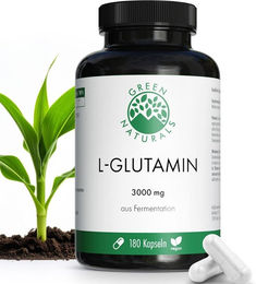Green Naturals L-Glutamin 3000 mg vegan Kapseln 180 Stück glutenfrei ohne Zusatzstoffe – Bild 1 von 3