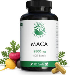 Green Naturals Maca 2800 mg hochdosiert 40:1 Kapseln vegan 180 Stück – Bild 1 von 4