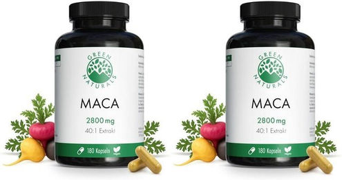 GREEN NATURALS Maca Kapseln vegan ohne Zusatzstoffe 180 Stück – Bild 1 von 3