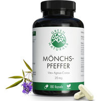 Produktbild von GREEN NATURALS Mönchspfeffer 20 mg hochdosiert Kapseln vegan laktosefrei glutenfrei 180 Stück