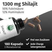 Produktbild von GREEN NATURALS Shilajit Mineralstoff-Komplex 1300 mg Kapseln vegan glutenfrei laktosefrei 360 Stück