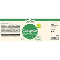 Produktbild von GreenFood Nutrition Ashwagandha Extrakt mit 10% Withanoliden pflanzlicher Ursprung 90 Kapseln