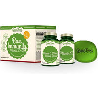 Produktbild von GreenFood Nutrition Immunity Kapseln mit Ascorbinsäure für Sportler 180 Kapseln plus Pillbox