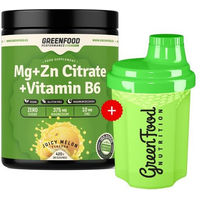 Produktbild von GreenFood Nutrition Performance Mg+ZN Citrat mit Vitamin B6 Pulver und 300ml Shaker