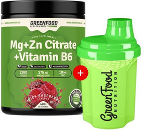 GreenFood Nutrition Performance Mg+ZN Citrate mit Vitamin B6 Pulver inklusive 300ml Shaker – Bild 1 von 1