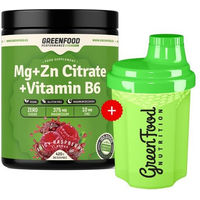 Produktbild von GreenFood Nutrition Performance Mg+ZN Citrate mit Vitamin B6 Pulver inklusive 300ml Shaker