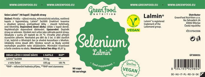 GreenFood Nutrition Selen Lalmin Selenhefe Vegan 90 Kapseln – Bild 1 von 2
