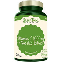 Produktbild von GreenFood Nutrition Vitamin C 1000 mg mit Hagebutten Extrakt Ascorbinsäure Vegan Kapseln