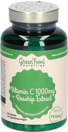 GreenFood Nutrition Vitamin C 1000 mit Hagebutten Extrakt und Ascorbinsäure Kapseln ohne Gelatine für Sportler 60 Stück – Bild 1 von 2