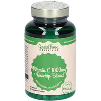 Produktbild von GreenFood Nutrition Vitamin C 1000 mit Hagebutten Extrakt und Ascorbinsäure Kapseln ohne Gelatine für Sportler 60 Stück