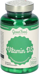 GreenFood Nutrition Vitamin D3 Kapseln vegan 1000 IE 60 Stück – Bild 1 von 2