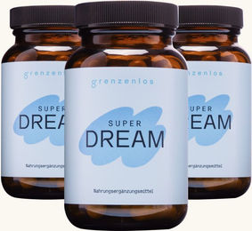 grenzenlos SUPER DREAM 9-in-1 Schlaf Komplex mit Baldrian, Lavendel und L-Tryptophan, 180 Kapseln, vegan, laktosefrei und glutenfrei – Bild 1 von 2