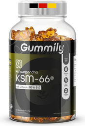 Gummily Ashwagandha KSM-66 Komplex mit 5% Withanoliden, Vitamin B6 und B12, vegane Gummis, zuckerfrei und glutenfrei, 60 Stück – Bild 1 von 3