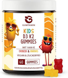 Gumtamin Vitamin D3 K2 Gummibärchen für Kinder vegan zuckerfrei glutenfrei laktosefrei – Bild 1 von 1