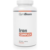 Produktbild von GymBeam Iron Complex Eisen Fumarat mit Zink und Vitamin C Kapseln vegan glutenfrei laktosefrei 240 Kapseln