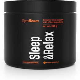 GymBeam Sleep & Relax Pulver mit Ashwagandha, L-Tryptophan, L-Theanin, GABA, Glycin, Inosit & Cholinbitartrat Mango Maracuja vegan laktosefrei glutenfrei 225 g – Bild 1 von 6