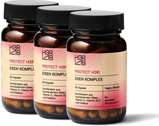 H3R LAB Eisen Komplex Kapseln Vegan ohne Zusatzstoffe für Frauen Schwangere und Stillende 3er Set – Bild 1 von 2