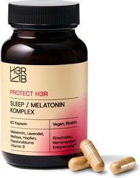 H3R LAB Melatonin Komplex mit Lavendel und B-Vitaminen vegan Kapseln 60 Stück – Bild 1 von 2