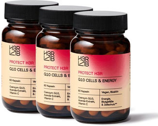 H3R LAB Q10 Cells & Energy mit Ubiquinon 3er Set 180 Kapseln vegan ohne Zusatzstoffe – Bild 1 von 2