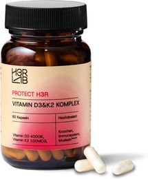 H3R LAB Vitamin D3 & K2 Komplex 4000 IE mit Flechten vegan Kapseln 60 Stück ohne Zusatzstoffe – Bild 1 von 2