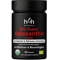 Produktbild von H4H Bio Astaxanthin Kapseln mit Bio-Olivenöl vegan und bio-zertifiziert 60 Stück