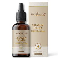 Produktbild von Halal Liquids Vitamin D3 und K2 Tropfen mit 1000 IE D3 und 20 mcg K2 ohne Zusatzstoffe