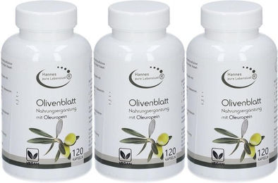 Hannes pure Lebenslust Olivenblatt Extrakt Kapseln vegan glutenfrei laktosefrei 360 Stück – Bild 1 von 1